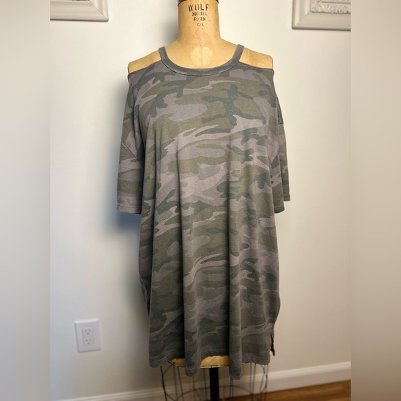 Anthropologie t.la women’s camo open shoulder tunic/dress xl - Picture 1 of 7